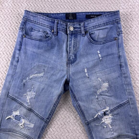 91 Cotton On Crop Slim Leg‎ Jeans Womens 30 Mid Rise Distressed Stretch Denim - Picture 3 of 16